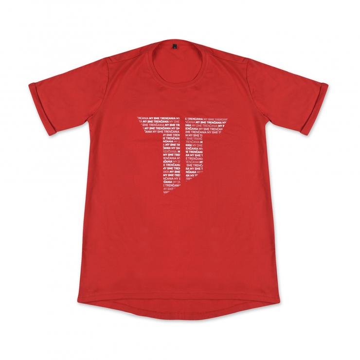 Dámske červené tričko s T - My sme Trenčania